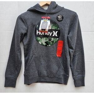New Hurley Youth Fleece Hoodie Boys Medium Size 10-12 • Charcoal Heather • NWT